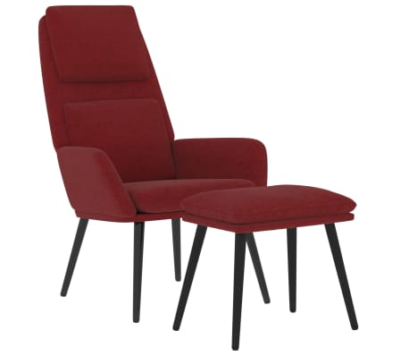 vidaXL Chaise de relaxation avec tabouret Rouge bordeaux Tissu