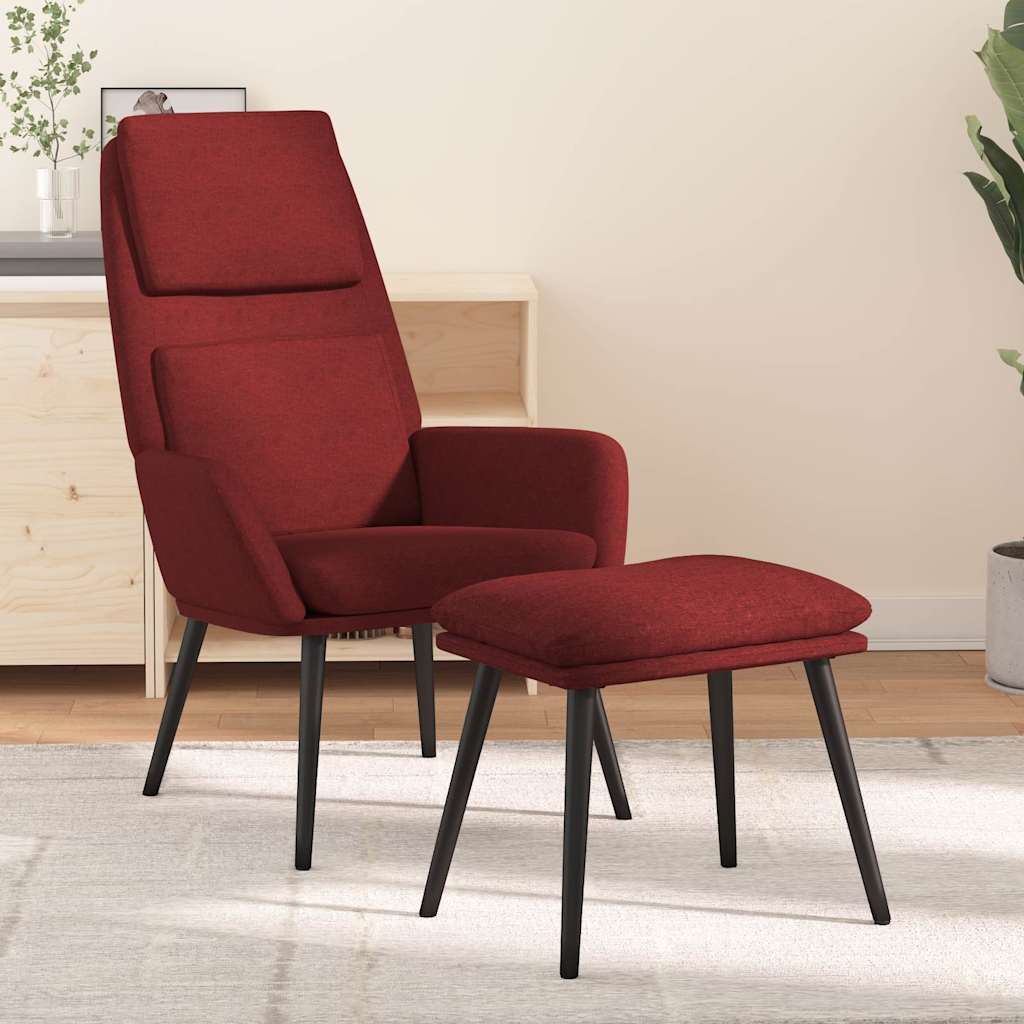 vidaXL Fotel z podn�kiem, winna czerwie�, obity tkanin�