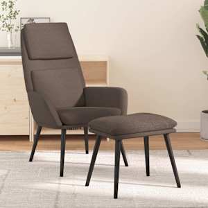 Relaxační křeslo se stoličkou taupe textil - obrázek 1