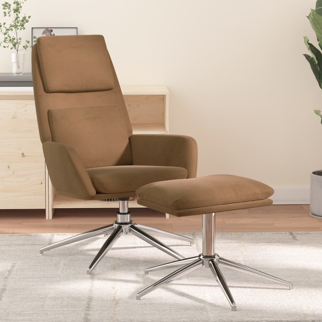 Chaise de relaxation avec tabouret Taupe Tissu microfibre