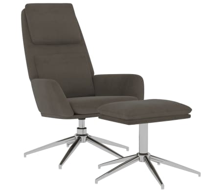 vidaXL Relaxstoel met voetenbank microvezelstof donkergrijs