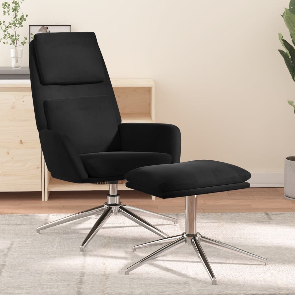 vida XL Relaxsessel mit Hocker Schwarz Mikrofasergewebe