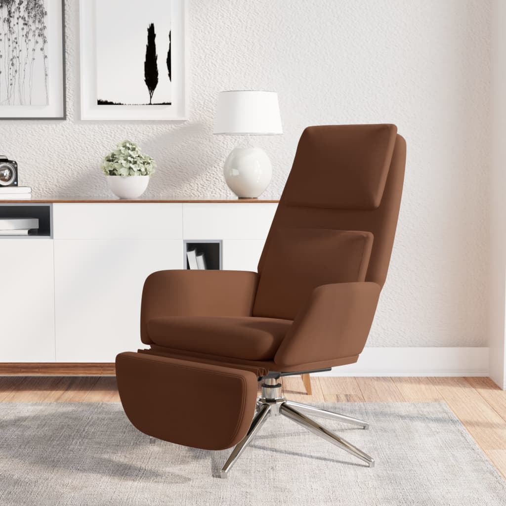 Chaise de relaxation avec repose-pied Marron Tissu microfibre