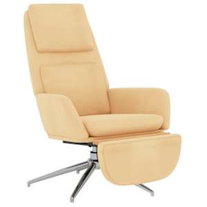 vidaXL Πολυθρόνα Relax με Υποπόδιο Κρεμ από Ύφασμα Μικροϊνών