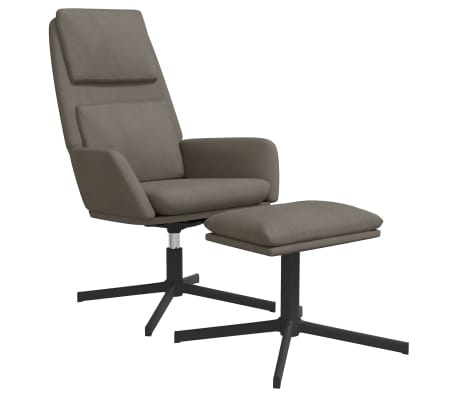 vidaXL Cadeira de descanso com banco veludo cinzento-claro