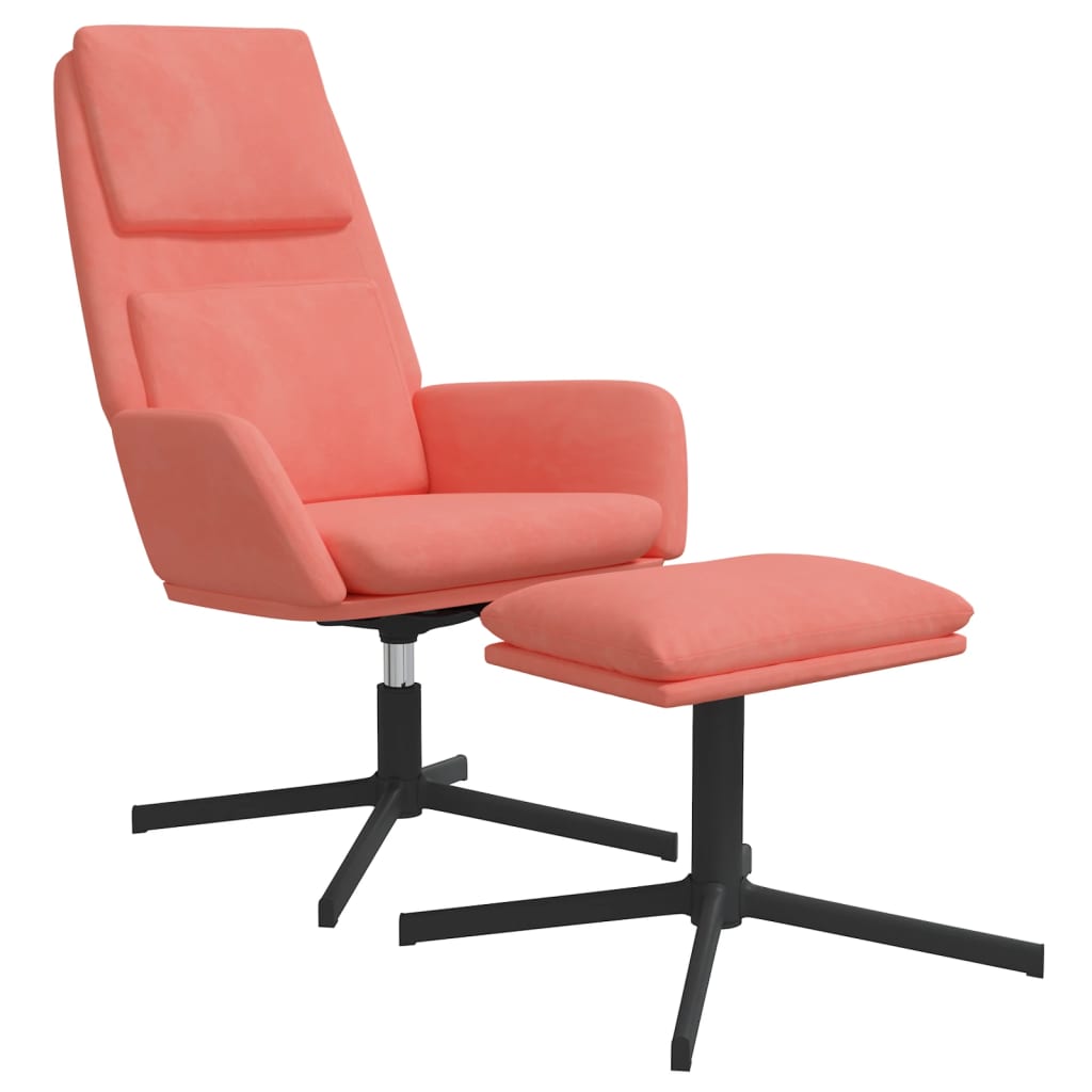 vidaXL Chaise de relaxation avec tabouret Rose Velours