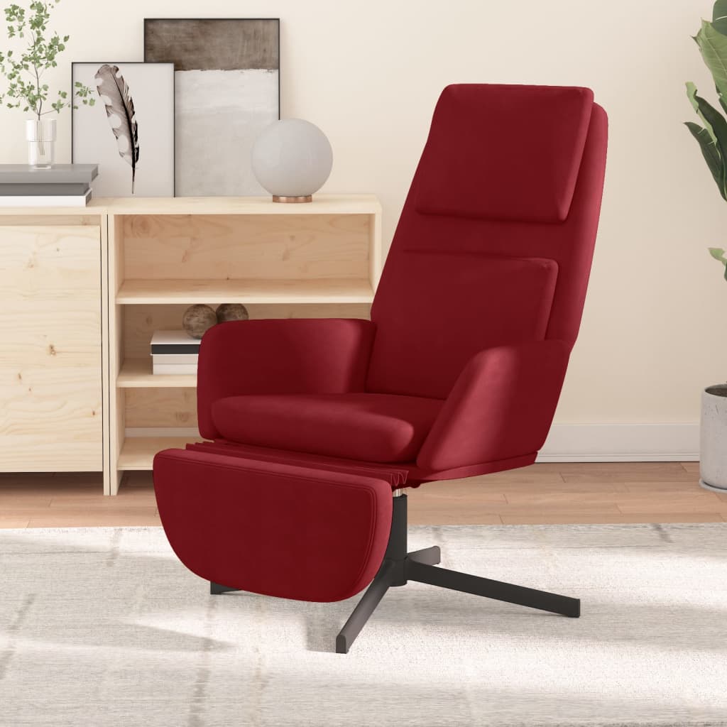 vida XL Relaxsessel mit Fußstütze Weinrot Samt