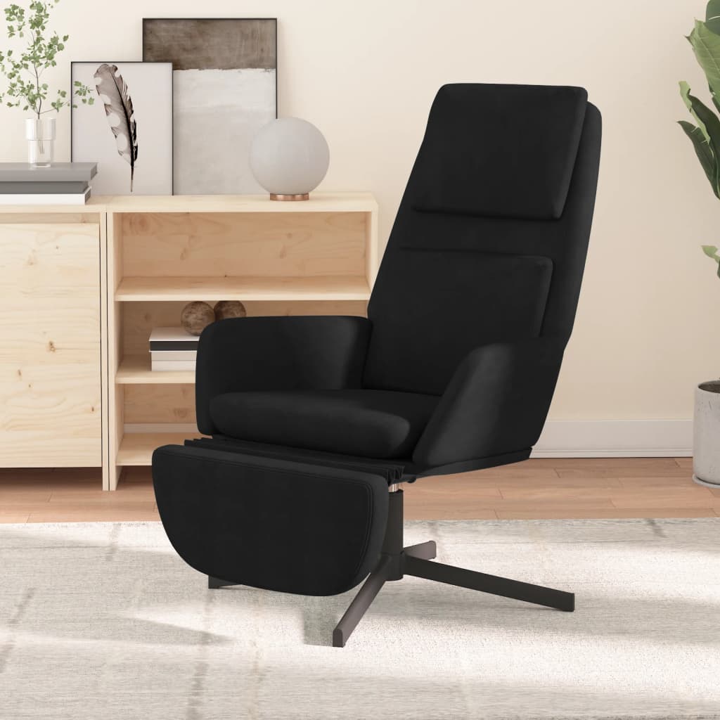 vidaXL Cadeira de descanso com apoio p/ pés veludo preto