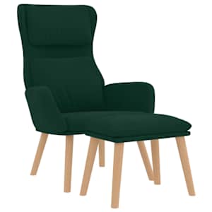 Relaxační křeslo se stoličkou tmavě zelené samet - obrázek 3