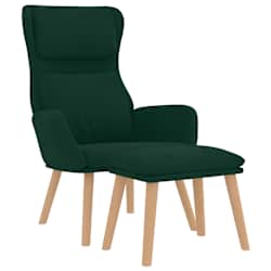 vidaXL Relaxing Chair with a Stool Dark Green Velvet