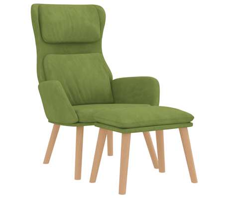 vidaXL Scaun de relaxare cu taburet, verde deschis, catifea