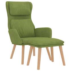 vidaXL Relaxing Chair with a Stool Light Green Velvet