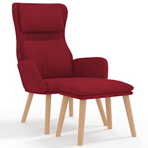 Relaxační křeslo se stoličkou vínové samet - obrázek 2