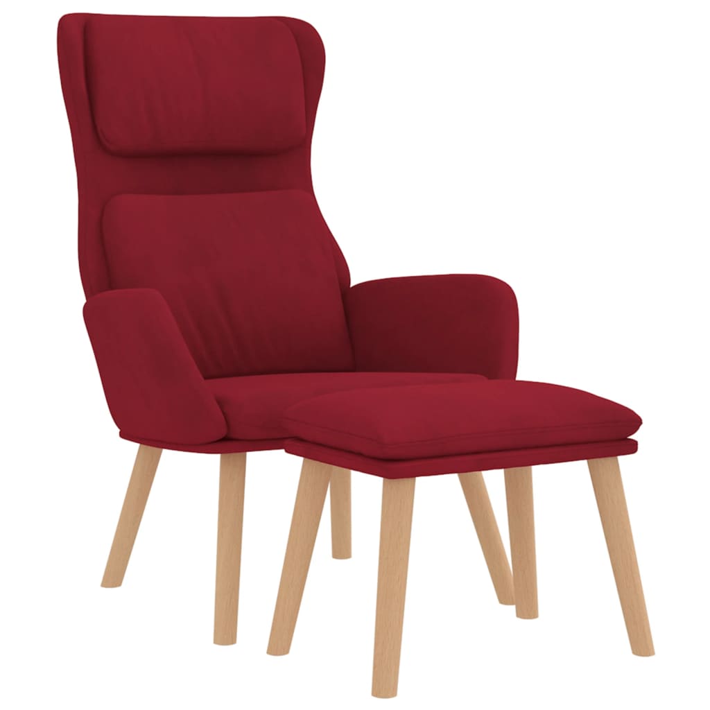 vidaXL Chaise de relaxation avec tabouret Rouge bordeaux Velours