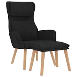 vidaXL Relaxing Chair with a Stool Black Velvet