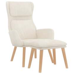 vidaXL Relaxing Chair with a Stool Cream White Velvet