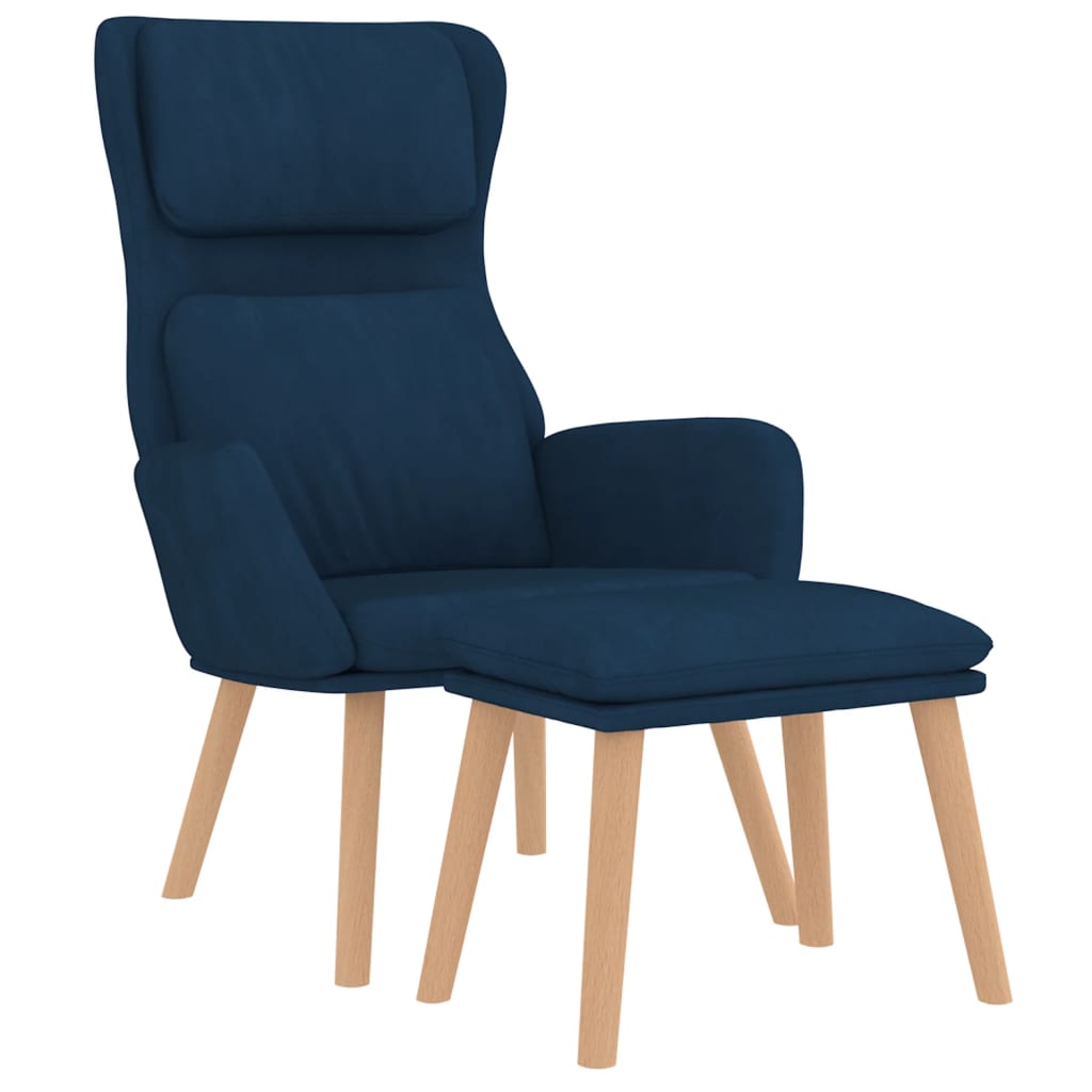 vidaXL Chaise de relaxation avec tabouret Bleu Velours