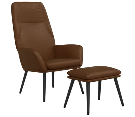 vidaXL Chaise de relaxation avec tabouret Marron brillant Similicuir