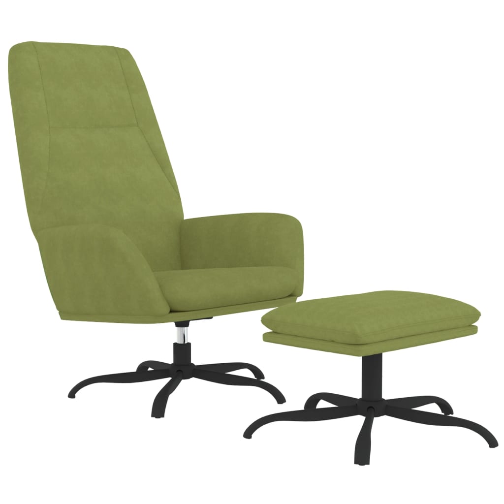 vidaXL Chaise de relaxation avec tabouret Vert clair Velours