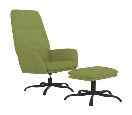 vidaXL Chaise de relaxation avec tabouret Vert clair Velours