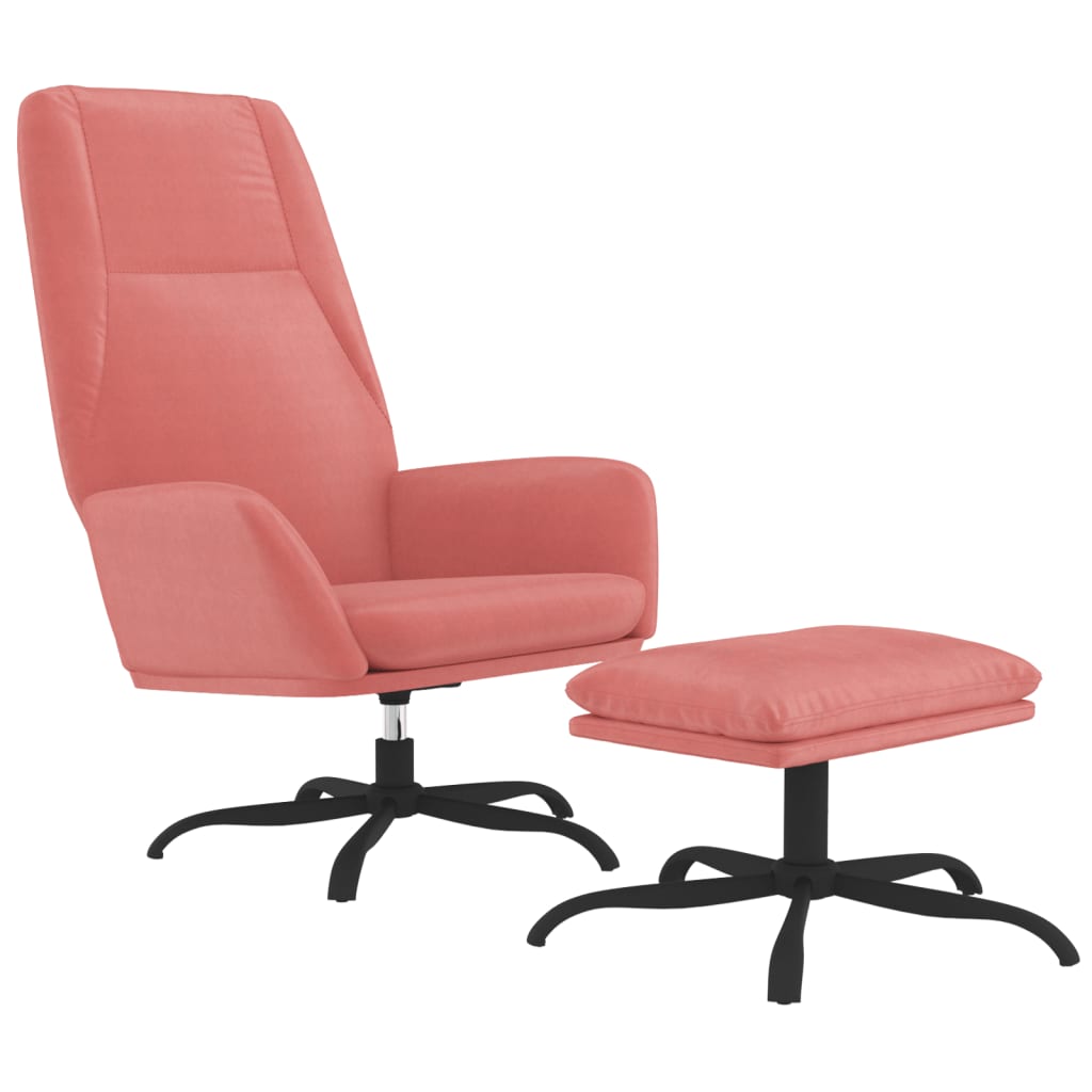 vidaXL lænestol med fodskammel fløjl lyserød