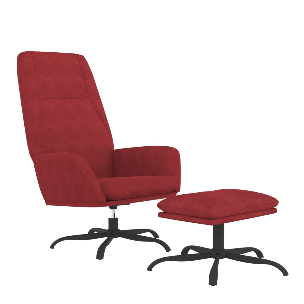 vidaXL Chaise de relaxation avec tabouret Rouge bordeaux Velours