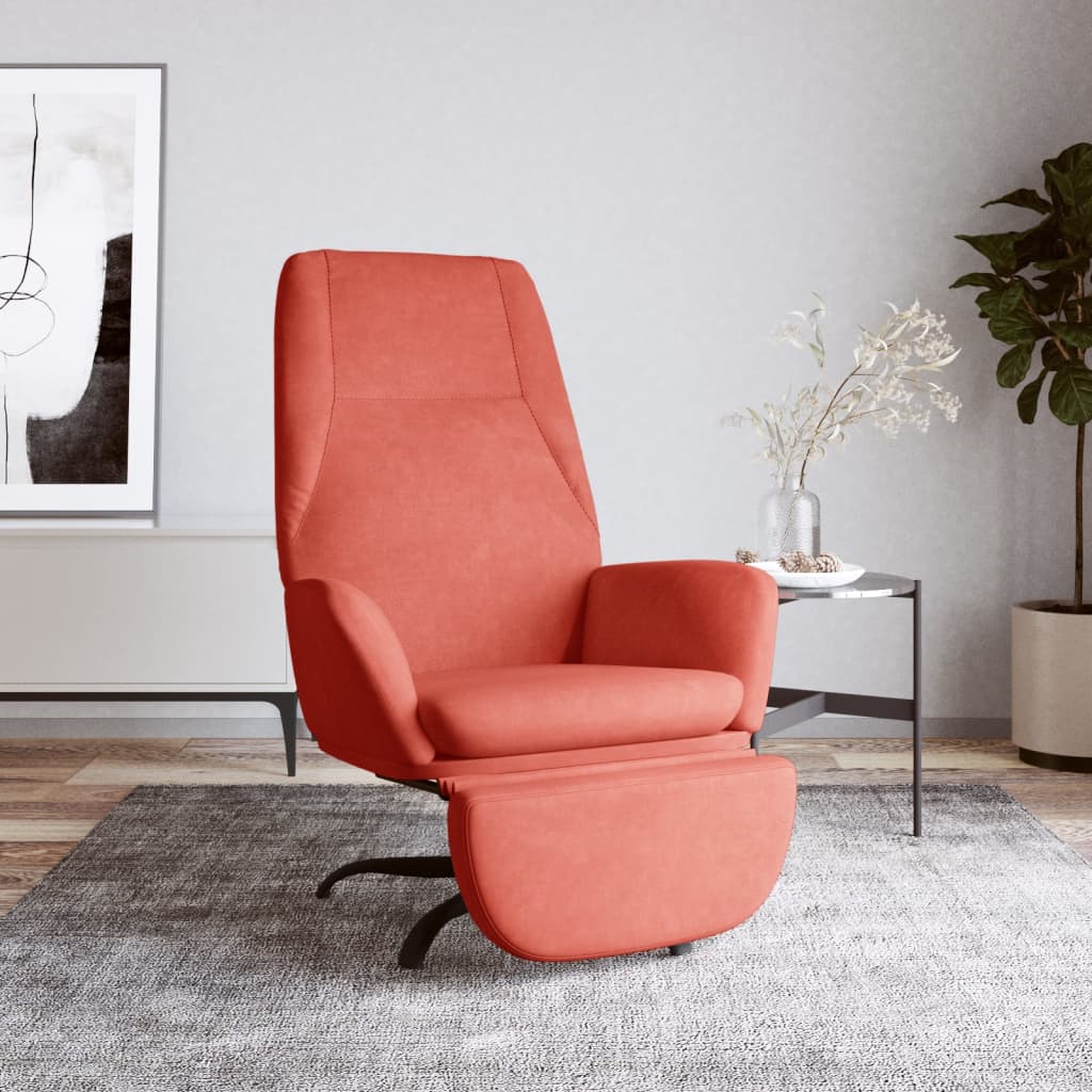 Chaise de relaxation avec repose-pied Rose Velours