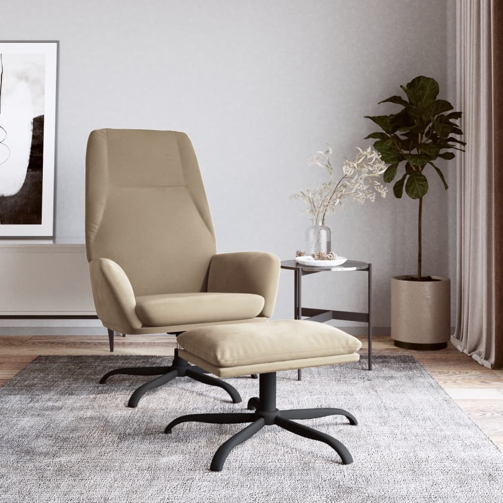 vida XL Relaxsessel mit Hocker Hellgrau Mikrofasergewebe