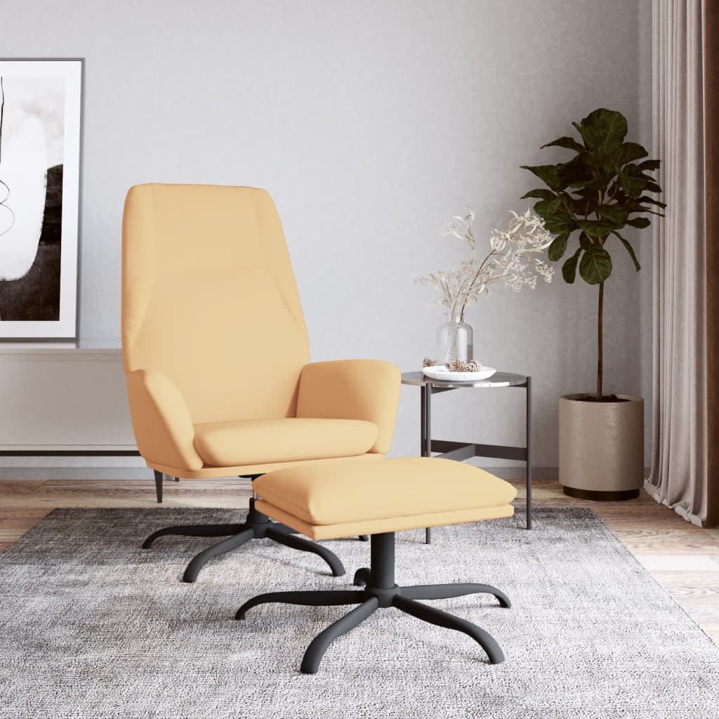 Chaise de relaxation avec tabouret Crème Tissu microfibre