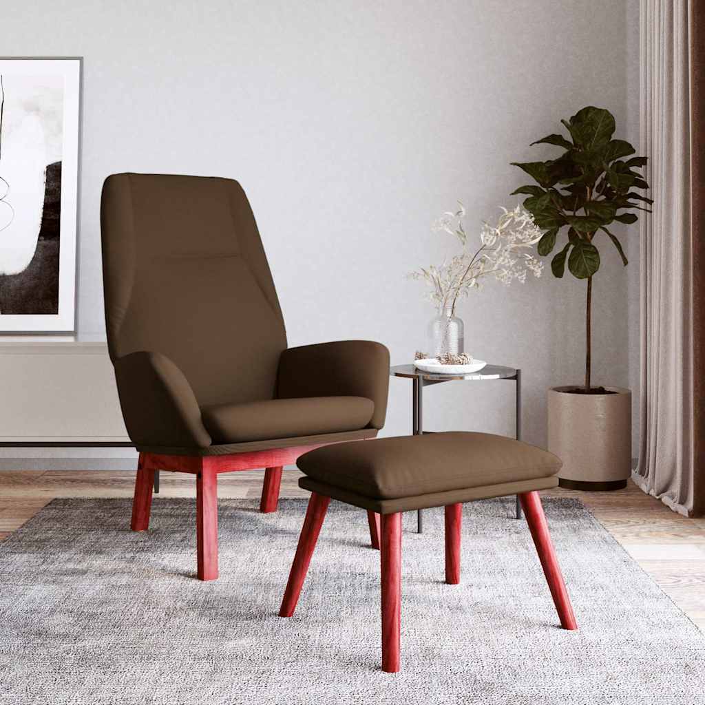 vidaXL Fotel z podn�kiem, br�zowa, obity tkanin�