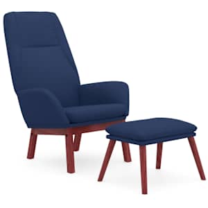 Relaxační křeslo s podnožkou modré textil - obrázek 2