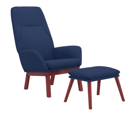 vidaXL Stol za sproščanje s stolčkom za noge modro blago
