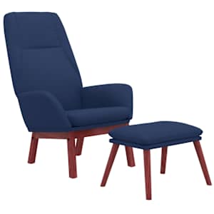 Relaxační křeslo s podnožkou modré textil - obrázek 3