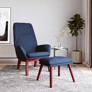 Relaxační křeslo s podnožkou modré textil - obrázek 1