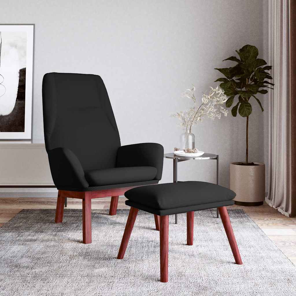 vidaXL Fotel z podn�kiem, czarna, obity tkanin�