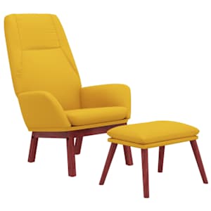 vidaXL Scaun de relaxare cu taburet, galben muștar, textil