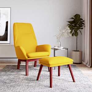 Relaxační křeslo s podnožkou hořčicově žluté textil - obrázek 1