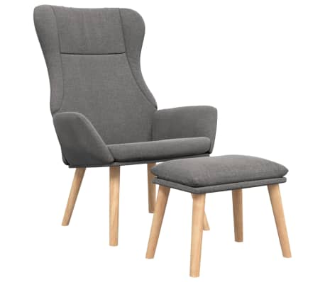 vidaXL Cadeira de descanso com banco p/ p&eacute;s tecido cinza-claro