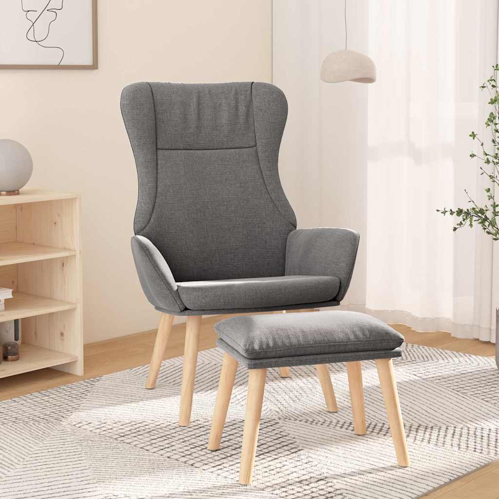 vidaXL Fotel z podn�kiem, jasnoszary, obity tkanin�
