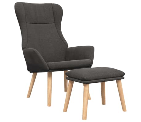 vidaXL Sill&oacute;n de relax con taburete tela gris oscuro