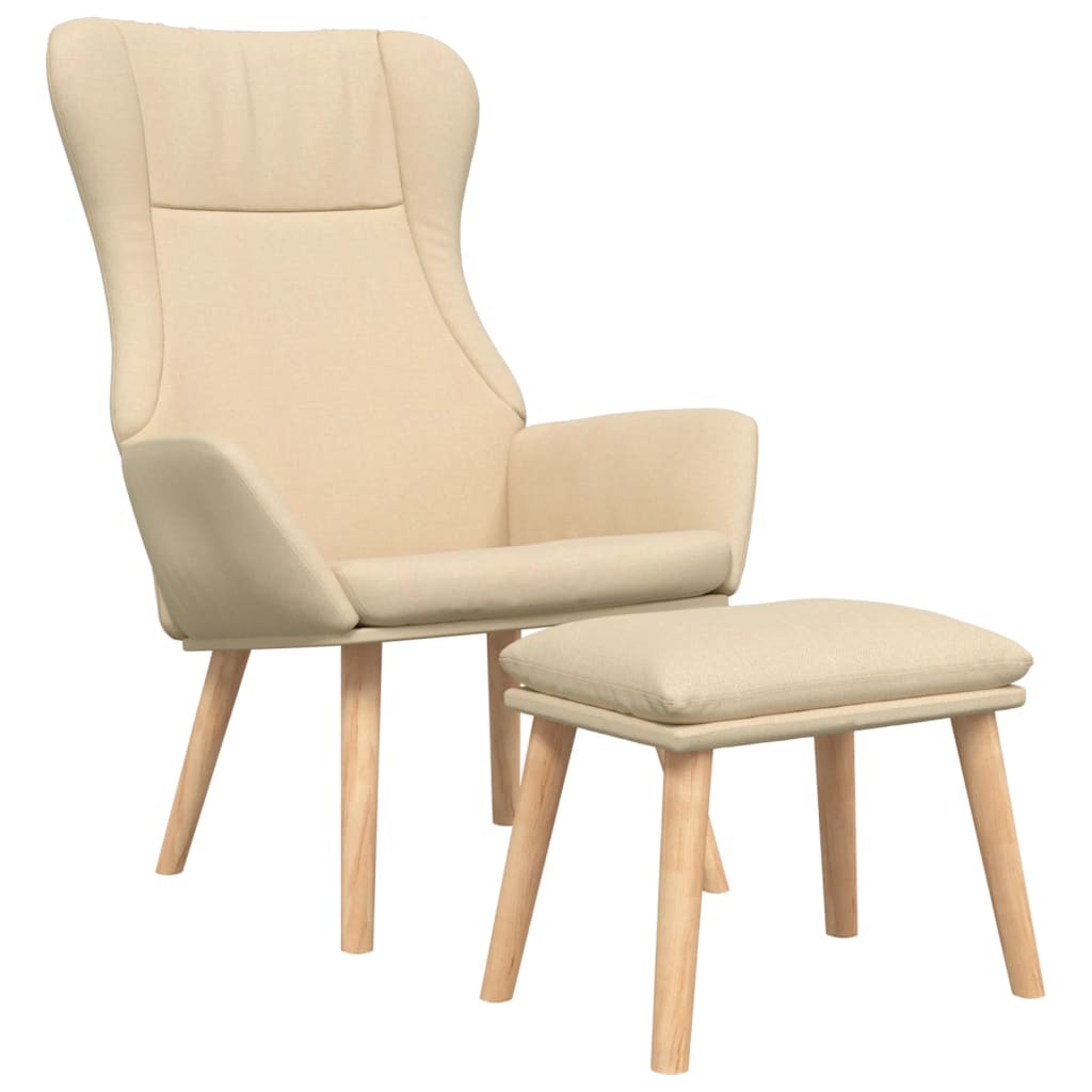 vidaXL Relaxsessel mit Hocker Creme Stoff