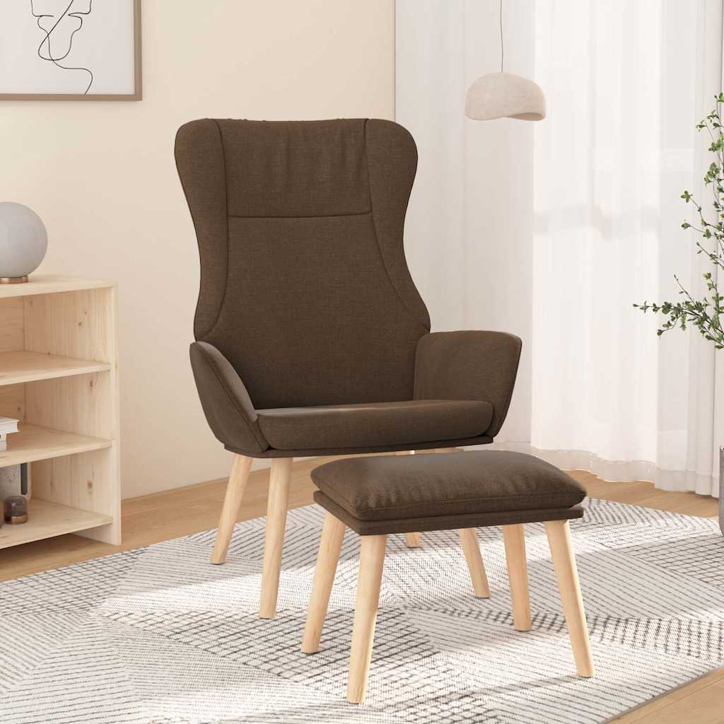 vidaXL Fotel z podn�kiem, br�zowa, obity tkanin�