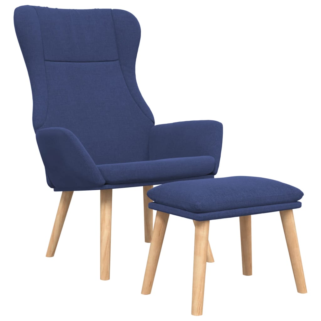 vidaXL Relaxstoel met voetenbank stof blauw