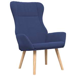 Relaxační křeslo s podnožkou modré textil - obrázek 4