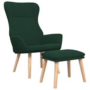 vidaXL Scaun de relaxare cu taburet, verde închis, textil