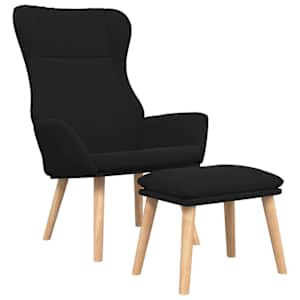 vidaXL Relaxsessel mit Hocker Schwarz Stoff