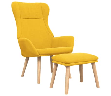 vidaXL Scaun de relaxare cu taburet, galben muștar, textil