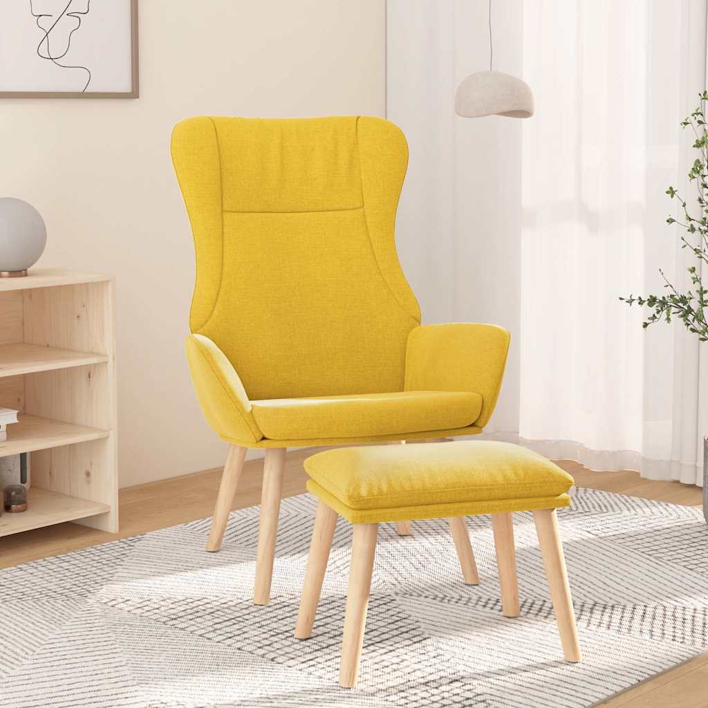 vidaXL Fotel z podn�kiem, musztardowy, obity tkanin�