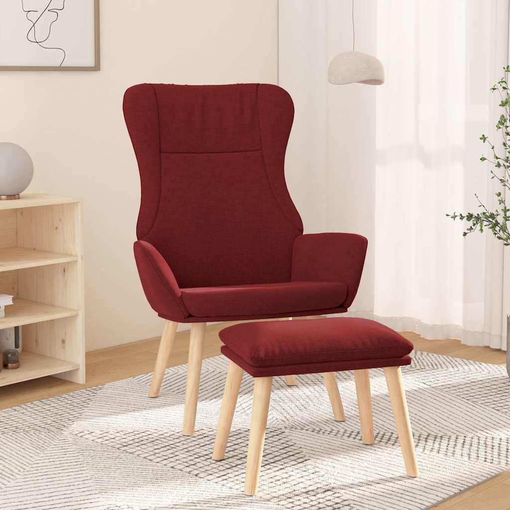 vidaXL Fotel z podn�kiem, winna czerwie�, obity tkanin�