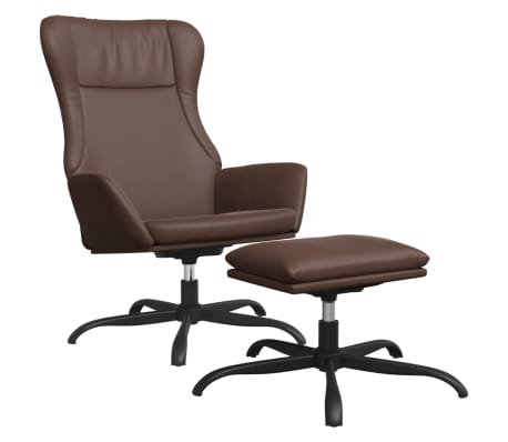 vidaXL Πολυθρόνα Relax Γυαλιστερό Καφέ Συνθετικό Δέρμα με Υποπόδιο